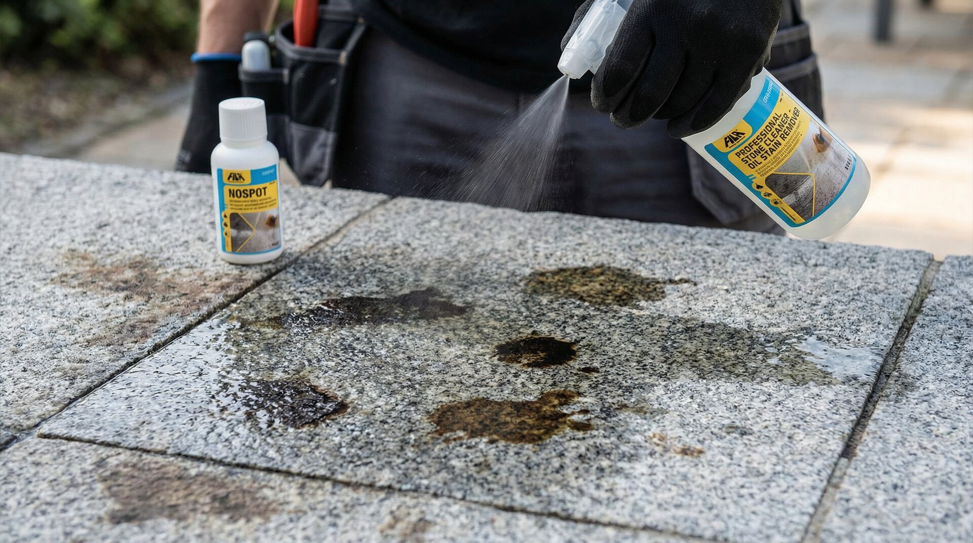 Alte Ölflecken auf Stein entfernen - Professionelle Steinreinigung Berlin