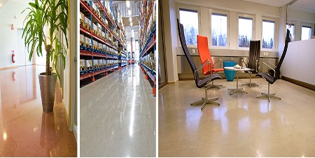 Geschliffener Estrich in Büroräumen und Empfangsbereichen