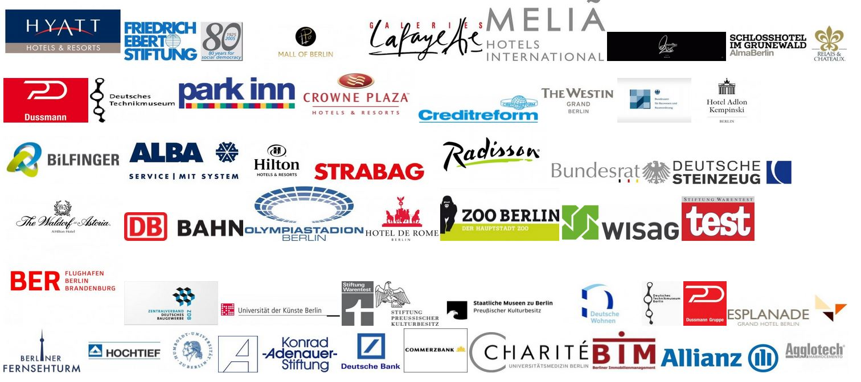 Gewerbliche Referenzen Stein-Doktor: Hyatt, Friedrich Ebert Stiftung, Meliá Hotels, Park Inn, Crowne Plaza, The Westin, Radisson, Deutsche Bahn, BER Flughafen, Olympiastadion Berlin, Zoo Berlin und viele mehr